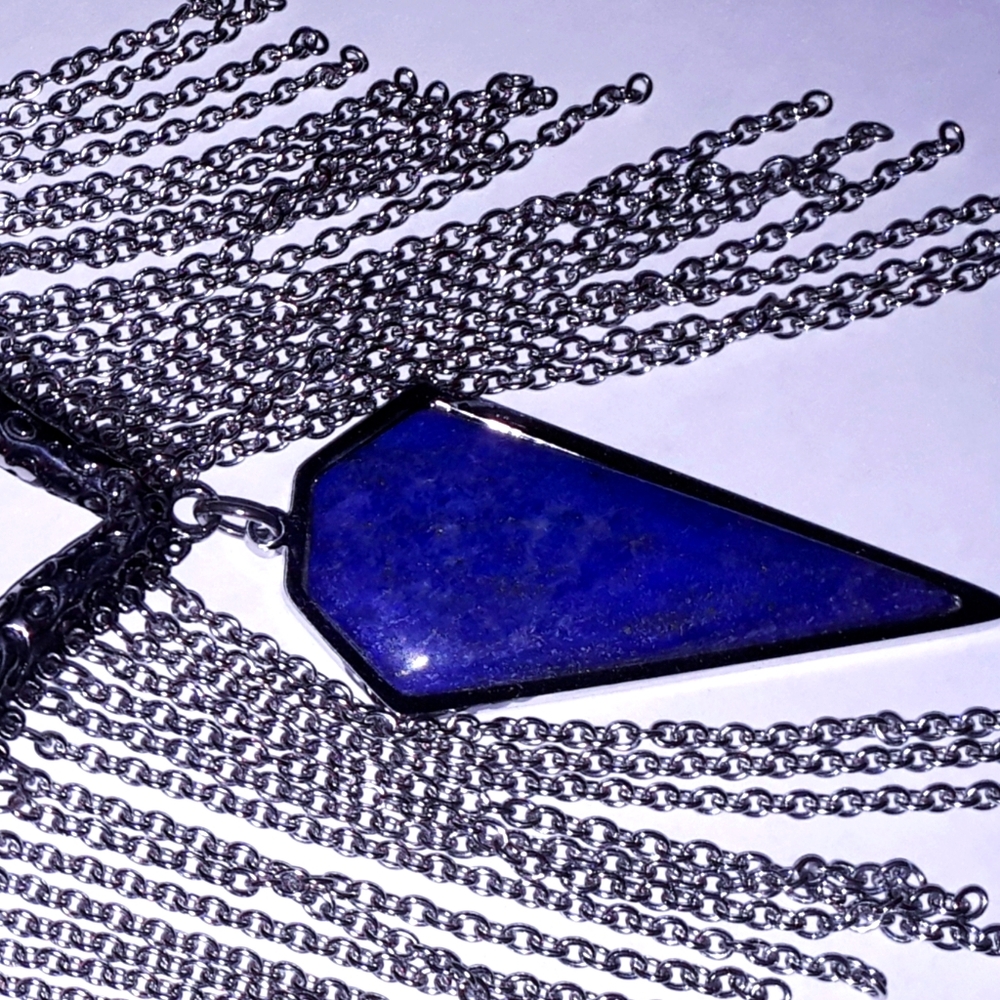 Lapis and braided leather Necklace